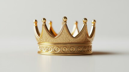 Royalty and luxury are symbolized by a golden crown positioned on a clean white isolated background