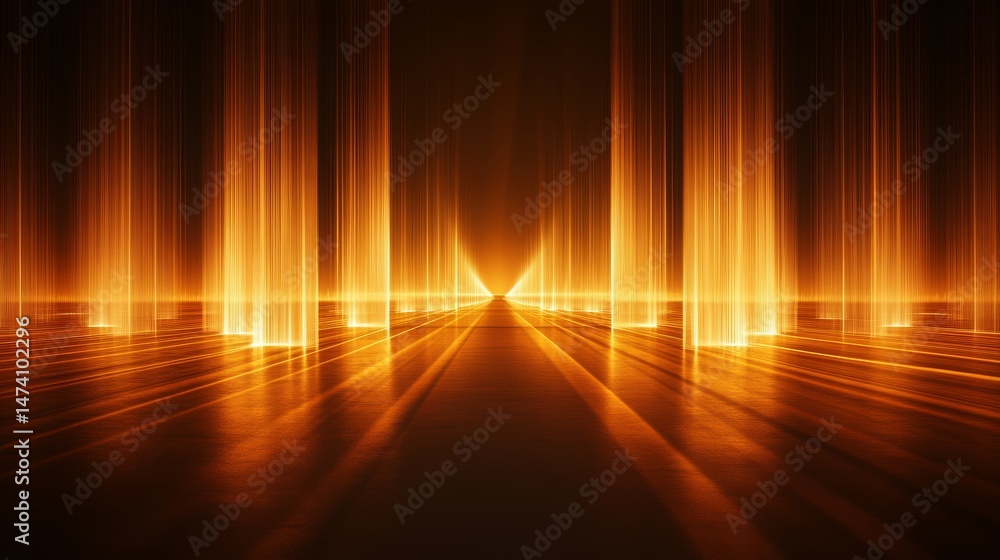 Poster straight lines composed of light ascend in a fan-like shape, characteristic of a minimalist wallpape