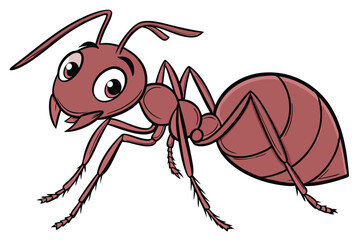 132 ant, insect, arthropod, red, cartoon-style, large eyes, detailed texture, photorealistic, dynamic pose, 3D render