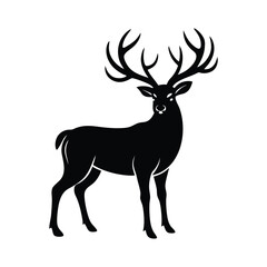 Obraz premium Deer silhouettes set vector illustration, black deer silhouette icon bundle 