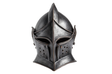 Gothic knight helmet in dark steel with flared sides Isolated on transparent Background