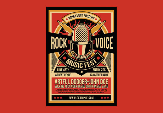 Retro Rock Music Poster Flyer Template