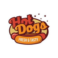 Hotdog fastfood logo design template