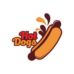 Hotdog fastfood logo design template