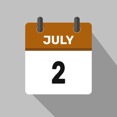 2 july calendar icon vector month date illustration design