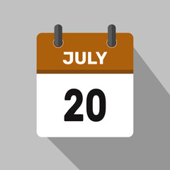 20 july calendar icon vector month date illustration design