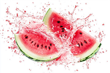 Watermelon with juice splash isolated on a white background