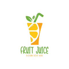 Fresh fruit juice logo design template