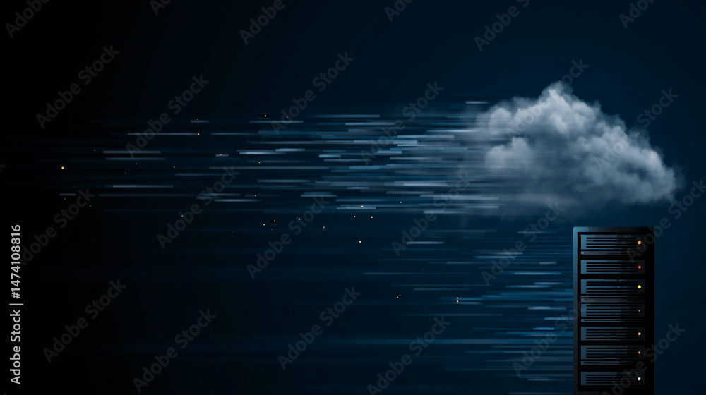 Poster cloud computing and data storage concept.