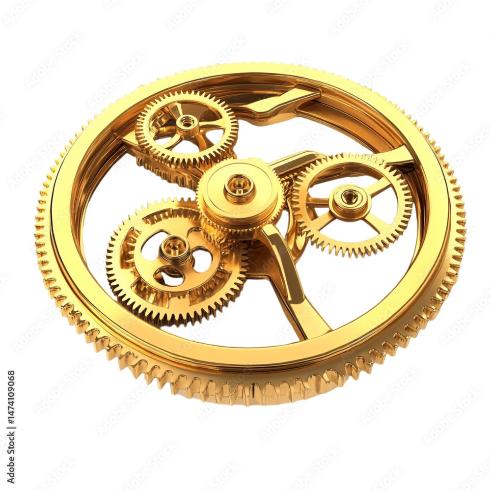 Poster golden gears intricate clockwork mechanism detailed engineering design