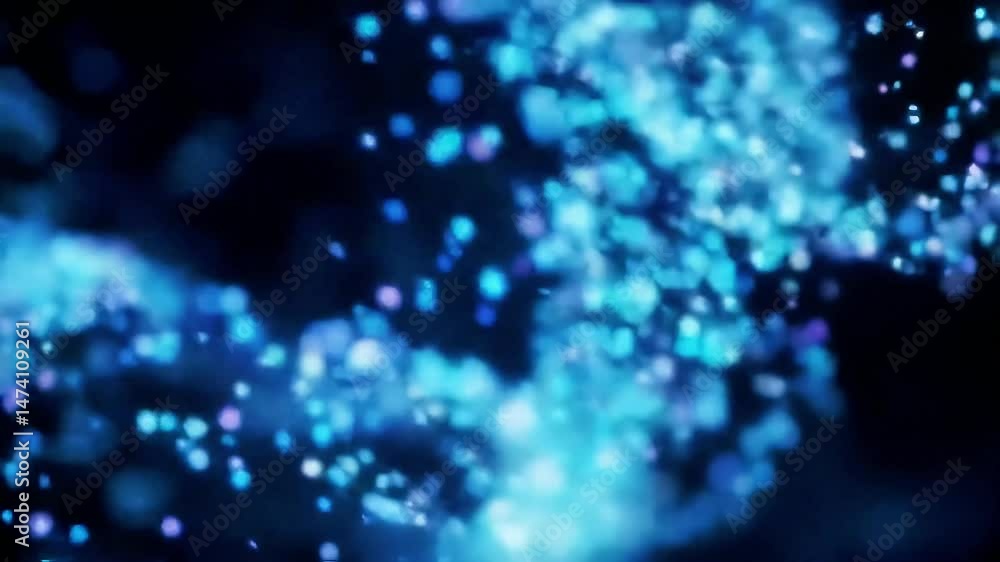 Poster abstract blue particle swirl: dynamic light motion