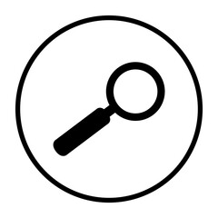 Runder schwarzer Button mit Lupe Symbol