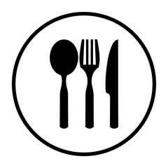 Runder schwarzer Button mit Besteck Symbol