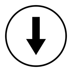 Runder schwarzer Button mit Pfeil Symbol nach unten