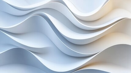 Abstract wavy shapes in light blue and cream