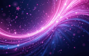 Abstract Cosmic Swirl: Pink and Blue Nebula with Sparkling Stars and Glowing Light Trails
