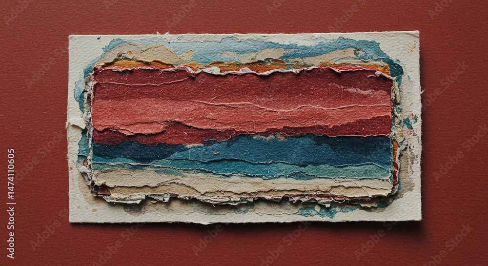 Poster a piece of paper with a blue and red stripe on it