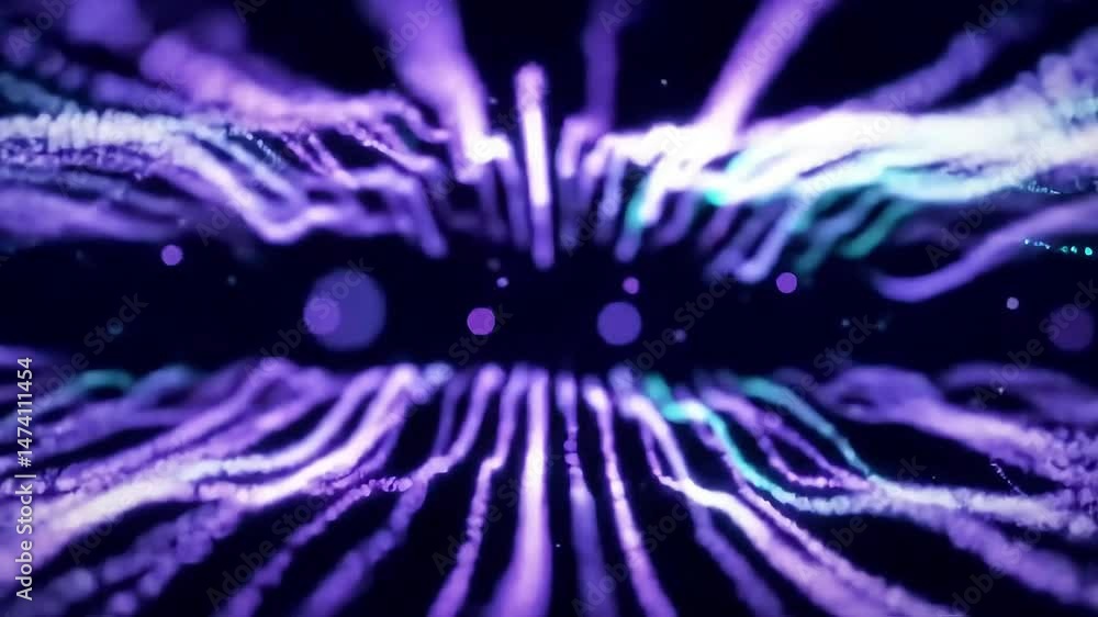 Poster Abstract Purple and Teal Light Trails Flowing Dynamically