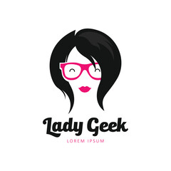 Geek people logo design template