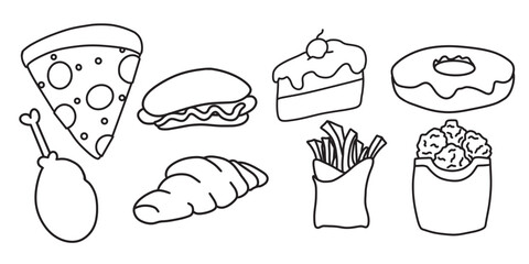 simple fast food icon. minimalist outline vector format. logos, stickers, merchandise, and user interface elements