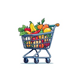 Icon of a shopping cart full of groceries 