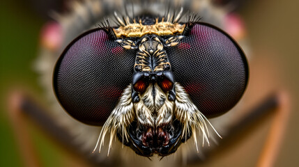 Extreme Close Up Of A Housefly Face Showing Detail