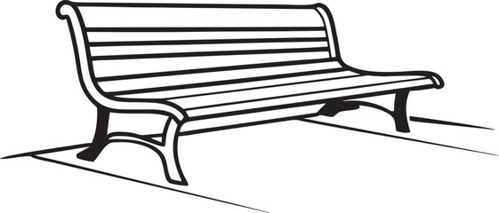 Simple Park Bench Outline Vector Clean Line Art Illustration of Outdoor Seating for Bangladesh Parks and Urban Design Projects
