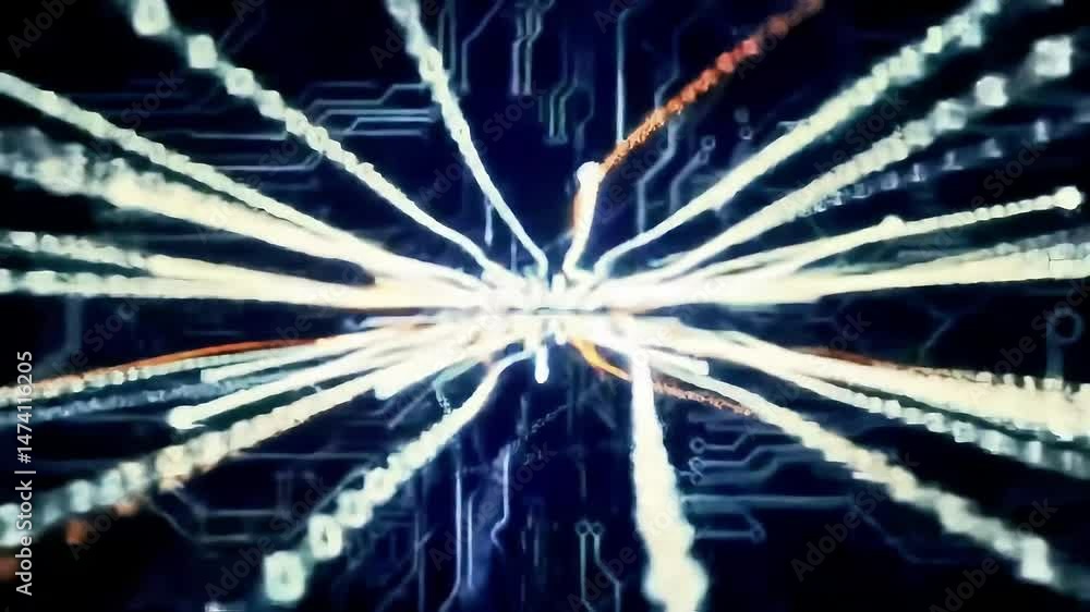 Poster Abstract Light Trails Exploding from Central Point