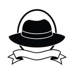 Sun hat with ribbon vector silhouette on white background