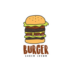 Burger fastfood logo design template