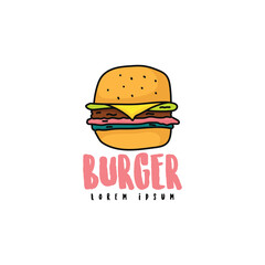 Burger fastfood logo design template