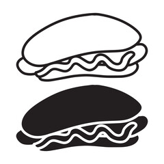 simple hotdog icon. minimalist vector format. logos, stickers, merchandise, and user interface elements