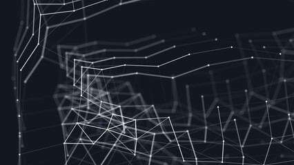 Technologic background. Network connection structure. Abstract geometric shapes. 3d