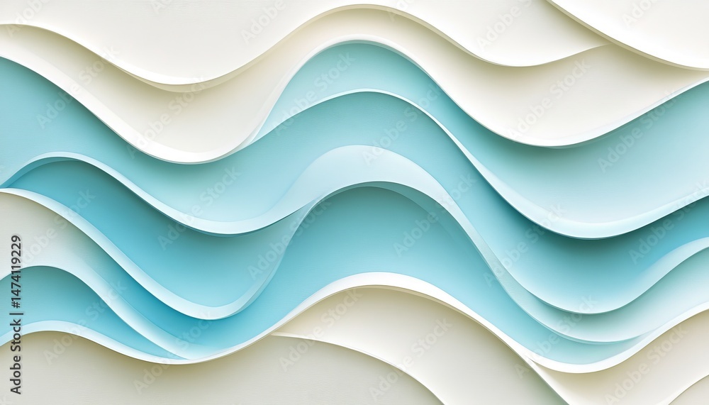 Poster dynamic liquid waves abstract background, fluid lines with delicate blue and white gradient flow