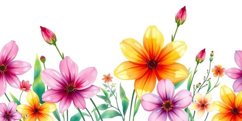 Obraz premium Vibrant watercolor flower vector illustrations, perfect for design projects, wildflower, daisy