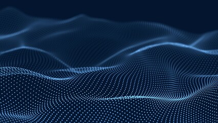 Digital technology background. Dynamic wave of glowing points. Futuristic background for presentation design. 3d rendering.	