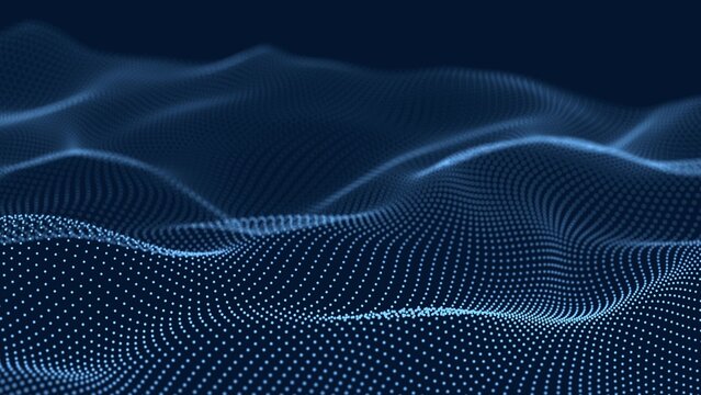 Digital technology background. Dynamic wave of glowing points. Futuristic background for presentation design. 3d rendering.	