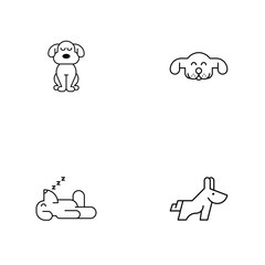 Dog monoline logo design template  in set