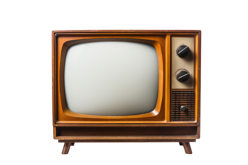 vintage TV with blank screen isolated