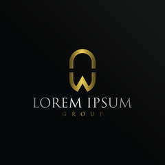 Monogram gold letter W logo design template