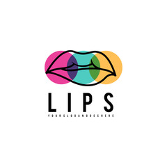Lips colorful logo design template