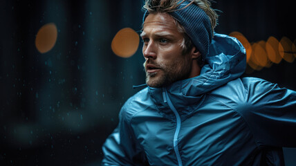 young indian man running on a black background.