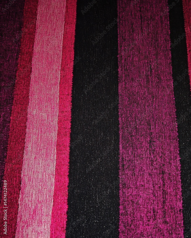 Poster vertical stripes in pinks and black fabric texture close up textile design background abstract patte