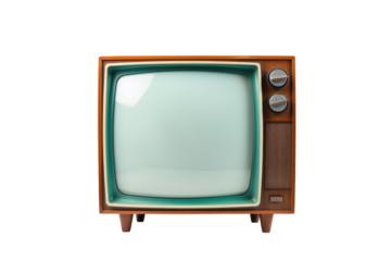 vintage TV with blank screen isolated
