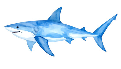 Obraz premium Watercolor Illustration of a Shark, Marine Animal Art 
