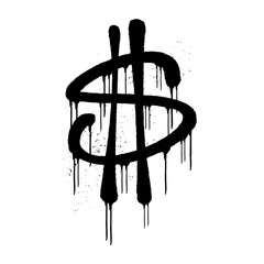 Handmade graffiti tag "$ DOLLAR" with black spray paint texture and drip effect. Bold, edgy street art design, perfect for money-related graphics, urban posters, and modern graffiti projects.

