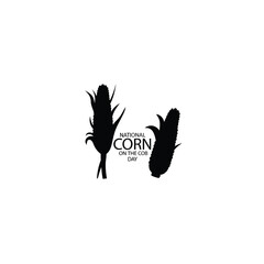 Corn and a text National Corn on The Cob Day. June 11 silhouette on white background