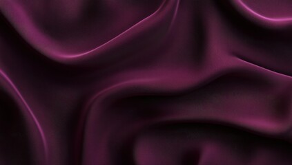 Obraz premium Close-up view of deep plum-colored satin fabric, exhibiting luxurious folds and drapes
