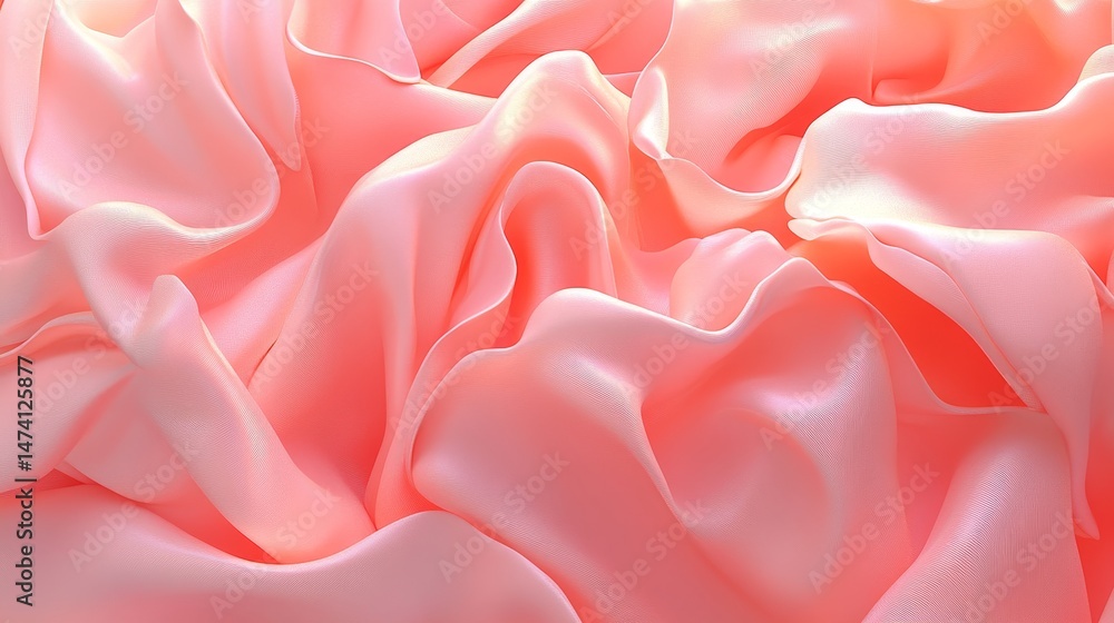 Aufkleber fluid abstract background with delicate waves in monochromatic pink tones on a soft gradient