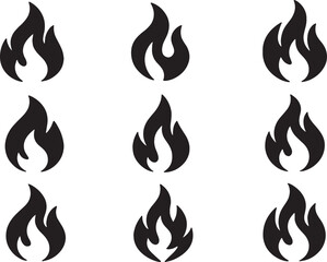 Collection of Nine Versatile Flame Icons Vector EPS Format